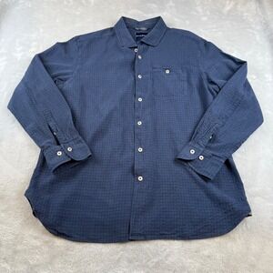 Tommy Bahama Men's Blue Silk‎ Cotton Textured Button Down Shirt XL